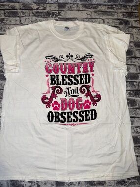 Country Blessed And Dog Obsessed Graphic T-Shirt Size 2XL